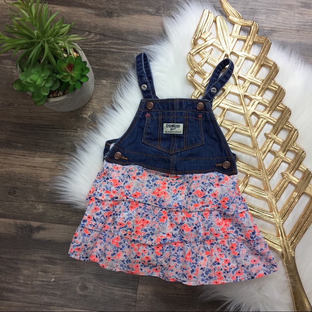 Oshkosh Overall Floral Denim Dress